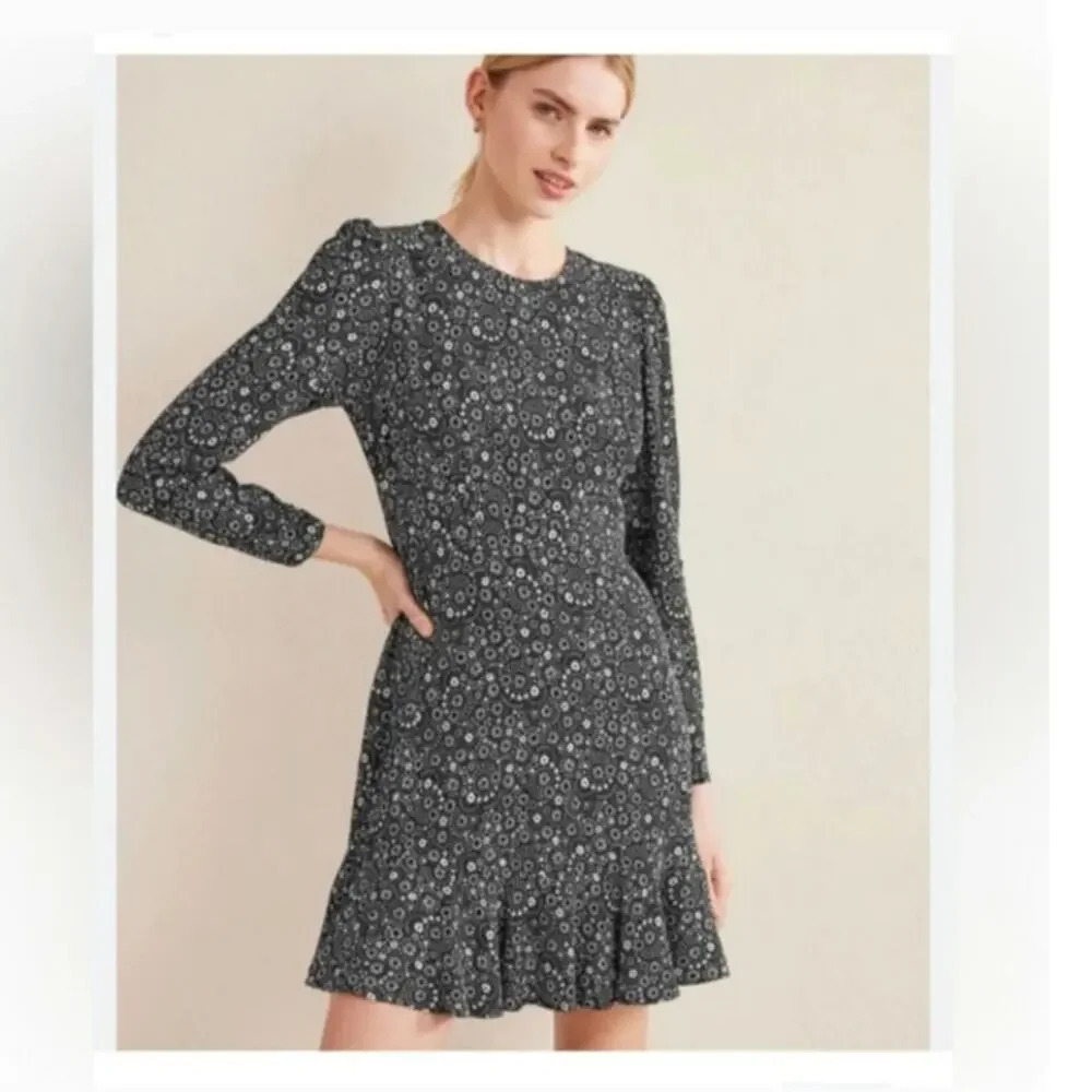 Boden Black/White Floral Dress Size 8